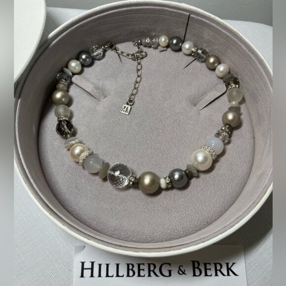 Hillberg  Berk Jewelry - Hillberg  Berk STATEMENT NECKLACE natural stonesSwarovski PEARLS  crystals